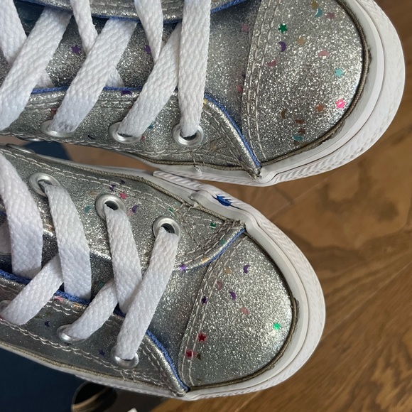 Girls Converse Sneakers with Shimmer Colored Stars EUC US 12 - Picture 11 of 15